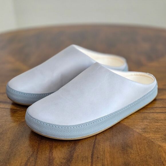 Olukai Hamani Leather Slip-on Mules Men's Size 9 Smoke / Storm Gray / Beige New - Picture 2 of 14